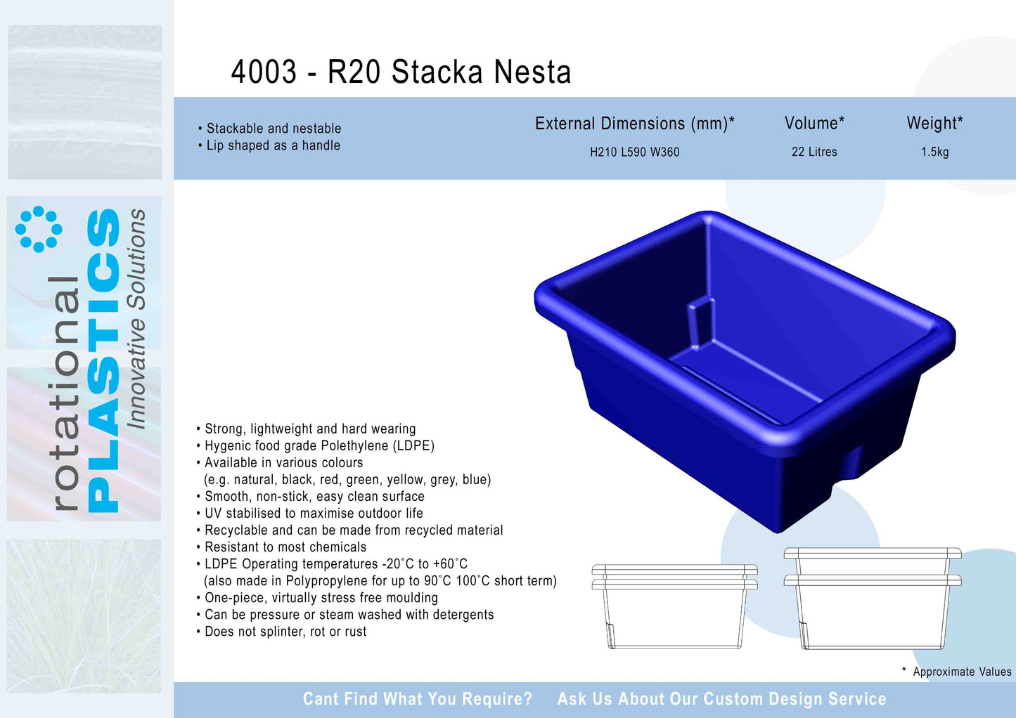 R20 Stack Nest Small Rectangular Bin